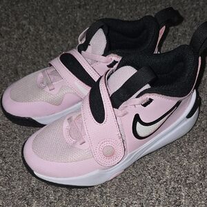Nike Pink and Black Strap Sneakers with Breathable Mesh